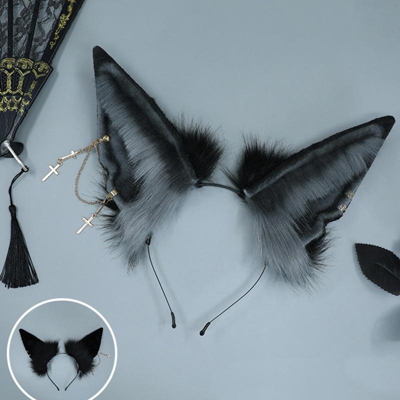 Милый меховой пушистый волчий хвост, регулируемый ремень, повязка на голову, вечерние рождественский костюм, реквизит, забавный косплей, Рождество аниме
