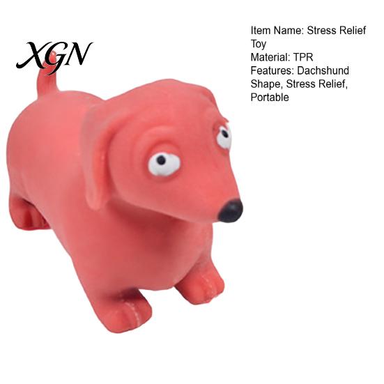 Dachshund Squeeze Toy Mini Stress Relief Simulated Dog Fidget Sensory Gadget Soft Stretchy Animal Shape Home Office Desk