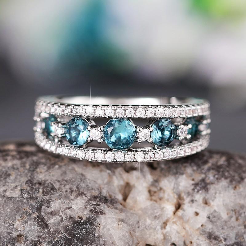 Элегантное синее кольцо-фианит Huitan для женщин, свадебная вечеринка, повседневная одежда, модные сверкающие женские кольца, дропшиппинг, ювелирные изделия, кольца