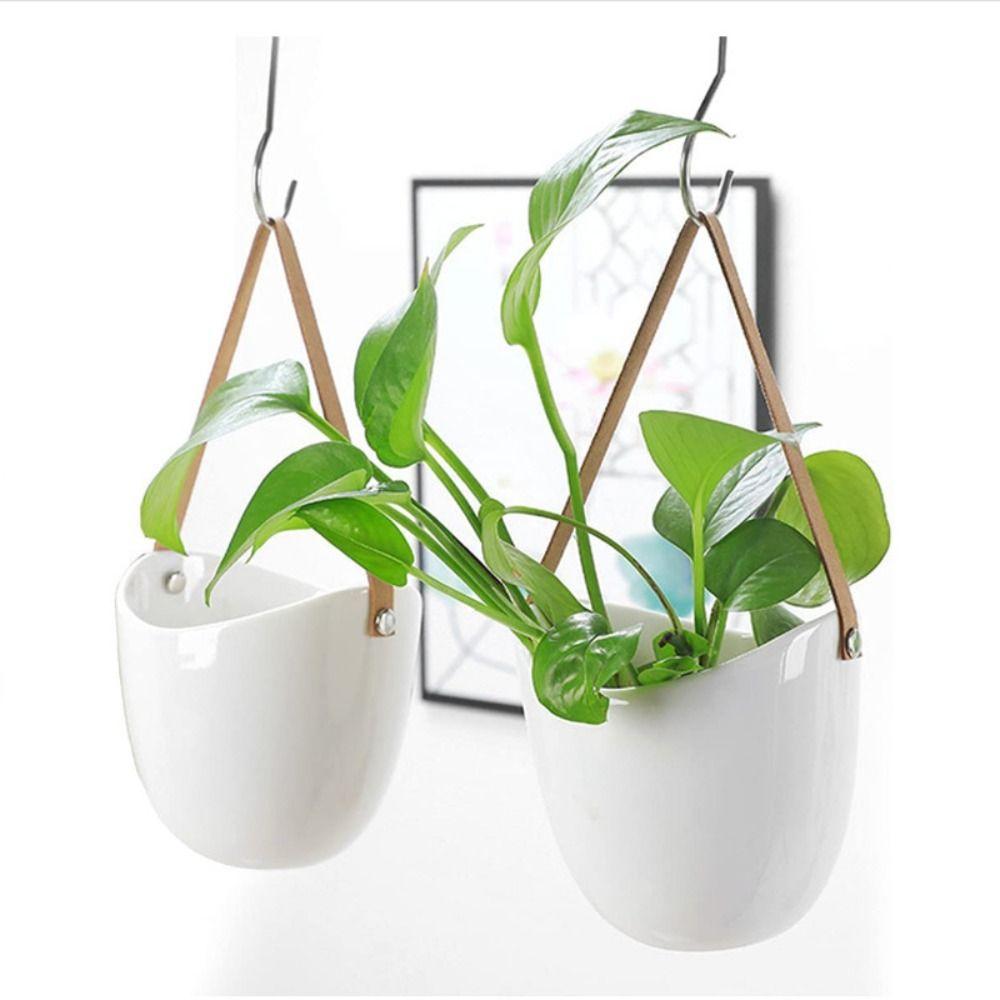Hydroponic Hanging Flower Basket Ceramic Planter Holder Durable Wall Hanging Flower Pot Balcony