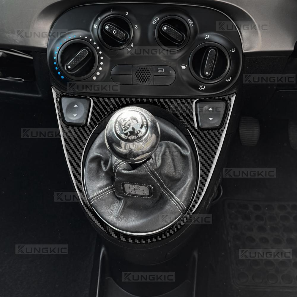 Real Soft Carbon Fiber Sticker For Abarth 595/695/Fiat 500C 2012-2015 For Fiat 500 2008-2015 LHD RHD AT/MT Car Gear Shift Trim