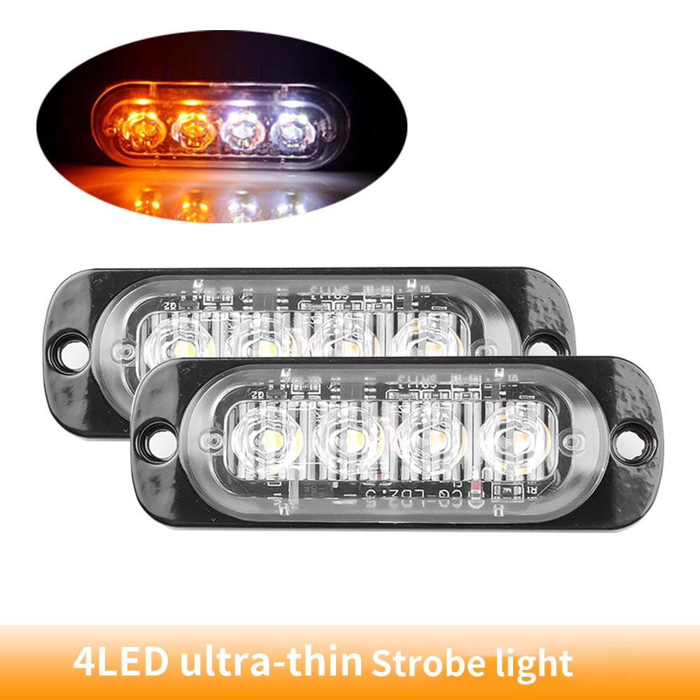 2Pcs 4LED Car Strobe Warning Light Grill Flashing Breakdown Emergency Light Car Truck Trailer Beacon Lamp LED Side Light For Car