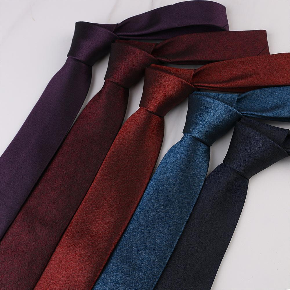 Men's Trend Business Casual Narrow 6cm Polyester Jacquard Tie Solid Color Striped Tie