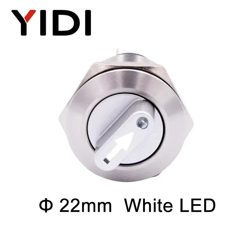 22mm Waterproof Metal Rotary Selector Switch 2 3 Postion 1NO1NC 2NO2NC 12V Red Green LED Stainless Steel Push Button Knob Switch