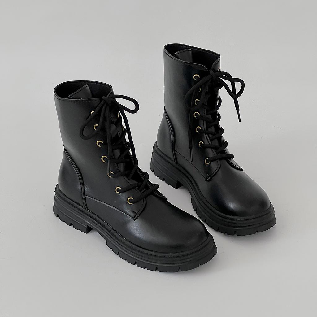 Модные женские ботильоны Rimocy из черной искусственной кожи на низком каблуке со шнуровкой, модные женские нескользящие ботинки на платформе, армейские ботинки Mujer 2024