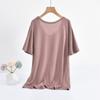 Летняя женская свободная футболка больших размеров с V-образным вырезом и короткими рукавами из модала, нижняя часть рубашки, верхняя часть, однотонная футболка