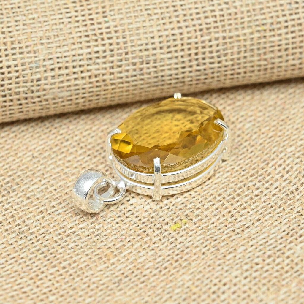 Подвеска с цитрином, драгоценный камень, подвеска ручной работы из стерлингового серебра 925 пробы, красивая подвеска
