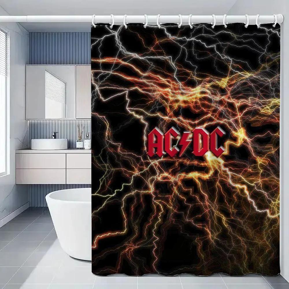 Шторка для душа Rock-ACDC для ванной комнаты Аксессуары Складная перегородка Занавески для ванной Комнаты Водонепроницаемая ткань Вещи Набор Дом