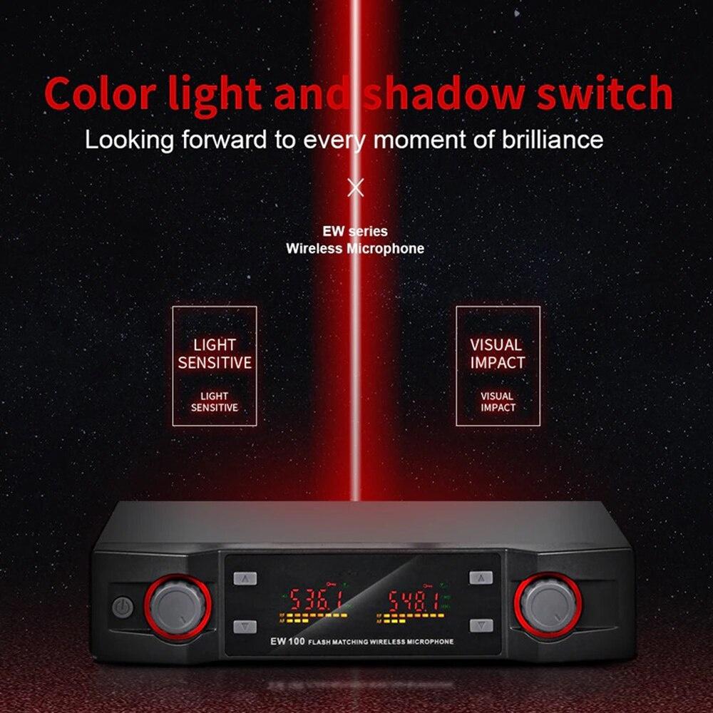 Беспроводной петличный микрофон EW100, 2 канала, УВЧ с регулировкой частоты, поясной передатчик для церковных собраний, вечеринок, шоу