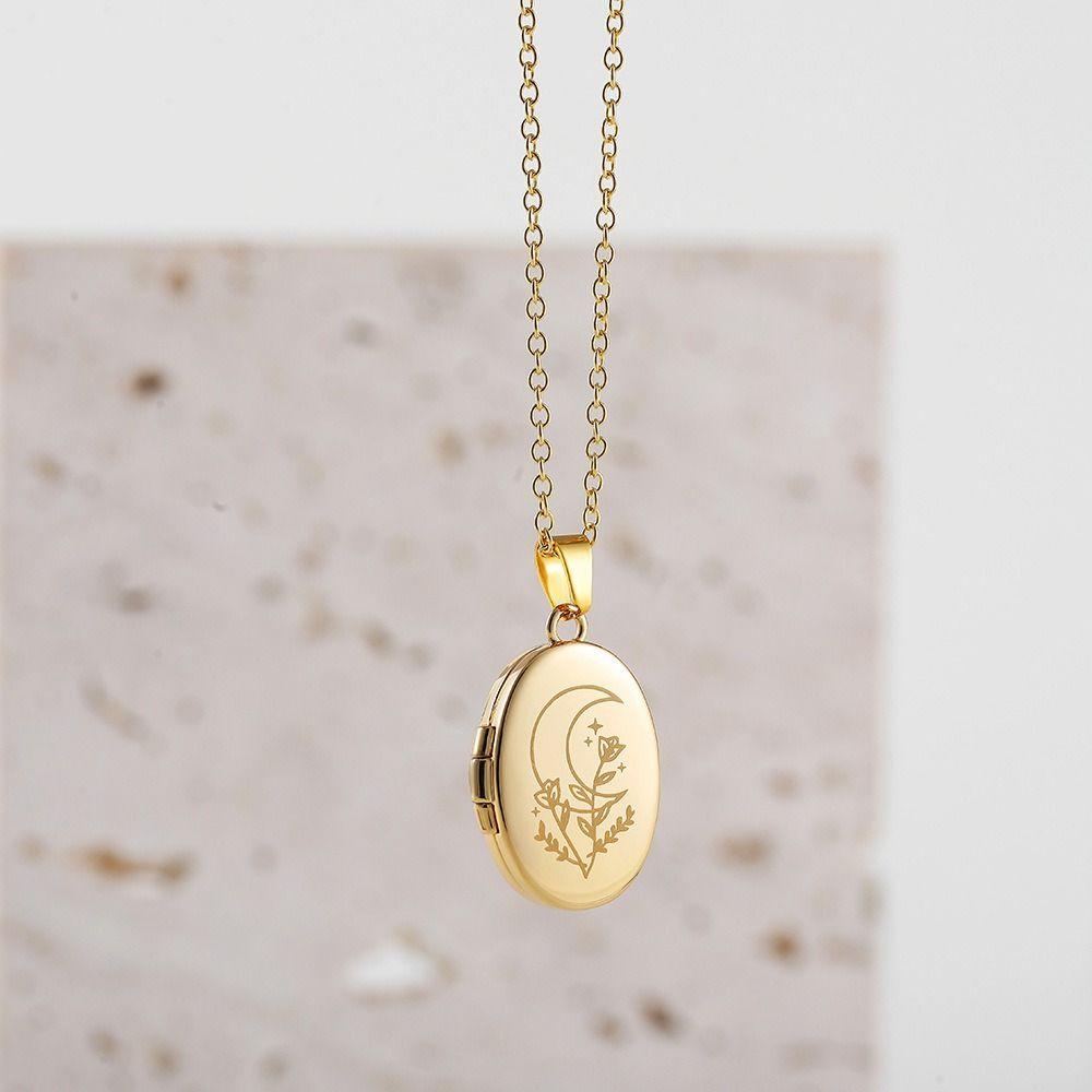 Evil Eyes Oval Photo Frame Necklace Opening Closing Photo Album Necklace For Woman Girls