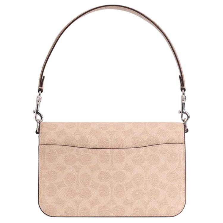 Coach Brynn 23 Brand Logo Adjustable Shoulder Strap Faux Leather And Split Cowhide Crossbody Tote Bag Medium Women handbags Light-Beige CX798-SVPWH