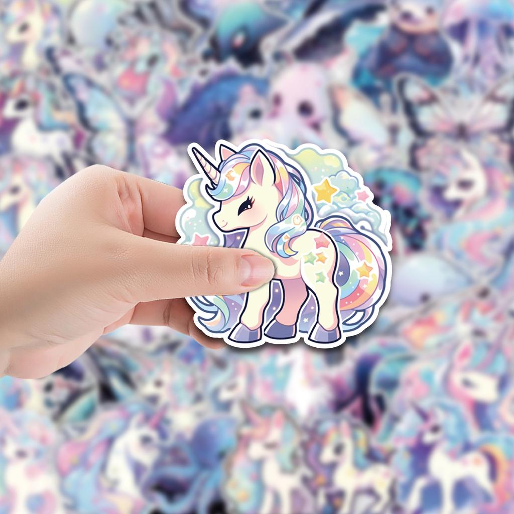 50 Unicorn Problem Holographic Stickers Car Skateboard Luggage Decoration Stickers Waterproof Creative Stationery Stickers