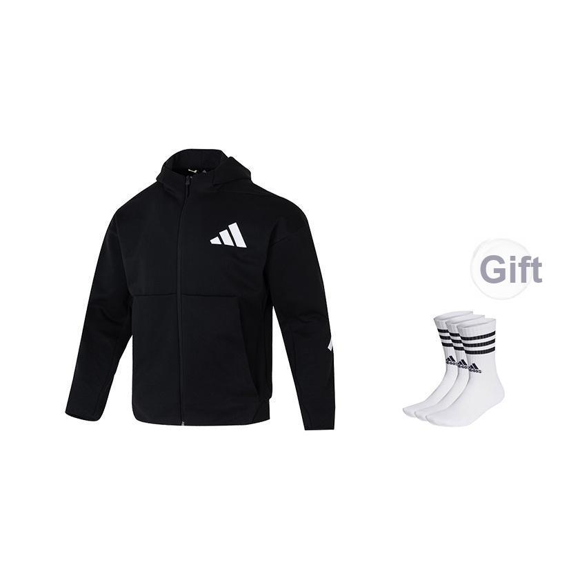adidas Спортивная одежда ZNE. FW24 Дизайн логотипа Модная минималистская куртка с капюшоном и длинным рукавом Мужская куртка черного цвета JD5984