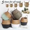 1Pc Boho Style Plant Flower Pots Storage Organizer Basket Wickerwork Basket Foldable Rattan