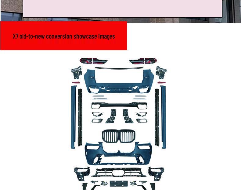 BMW X7 Custom Body Kit: Includes Front/Rear Bumpers, Headlights, Taillights, Side Skirts, and MT Version.
