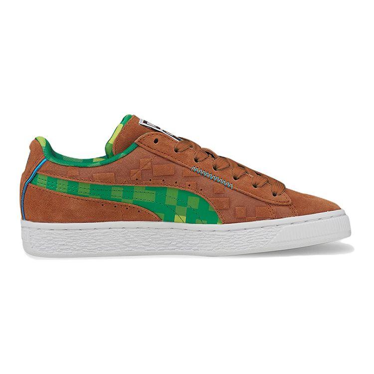 Кроссовки детские Minecraft x Puma Suede Jr Блок Травы Коричневый Монах-Коричневый Папоротник-Зеленый 384485-01