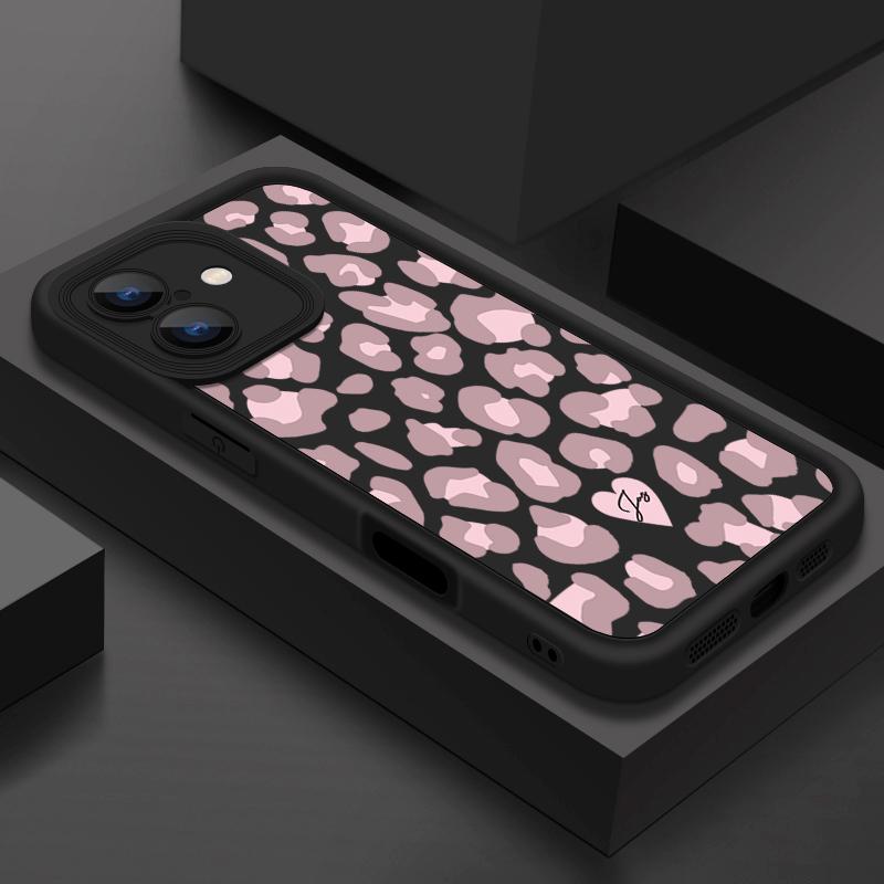 Розовый леопардовый узор с противоударным рисунком для iPhone 16 15 14 Plus 13 12 11 Pro Max Xs Xr 8 7 матовый мягкий чехол из ТПУ для защиты линз от падений