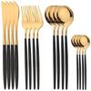 16Pcs Cutlery Luxury Golden Flatware Set, Stainless Steel Kitchen Dinner Spoons,Dinner Spoon Forks, Dinner Knives Silverware