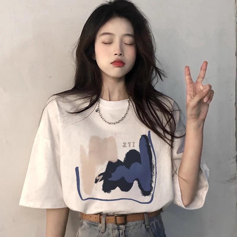 Женская футболка с коротким рукавом из хлопка свободного кроя в стиле ретро-шик Гонконг