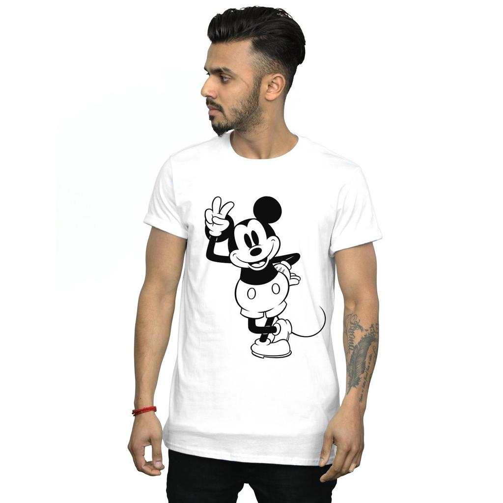 Disney Mens Mickey Mouse Peace Hand T-Shirt