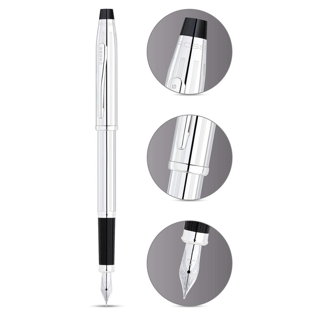 Cross Fountain Pen M Medium Point Century Chrome Genuine Imported Product 3509-M
