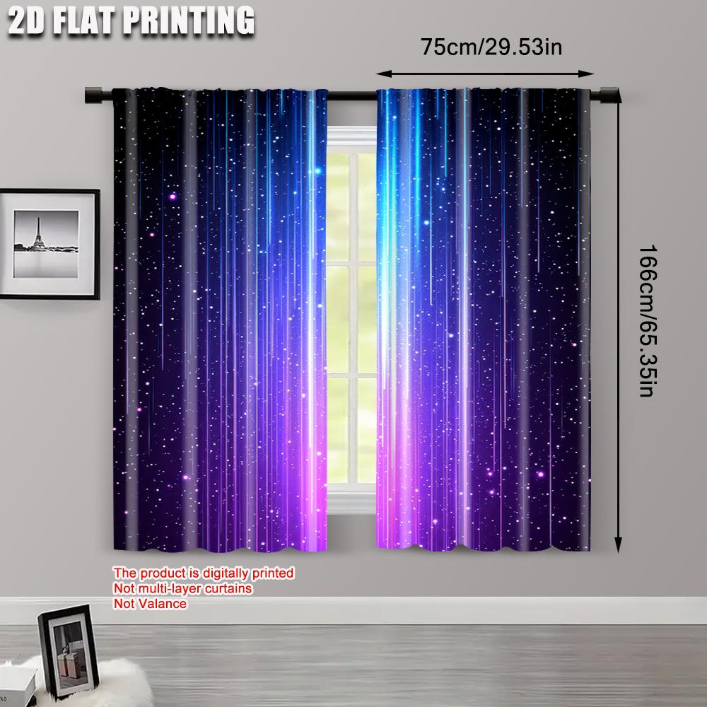 2 шт. Звездное небо Космические затемняющие шторы Сине-фиолетовые Космические полиэстеровые шторы Для жилых помещений Машинная стирка