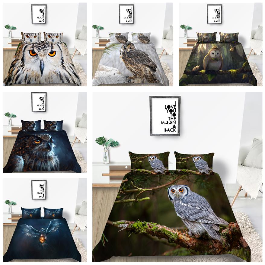 Комплект постельного белья с рисунком совы, комплект постельного белья, чехол для подушки, наволочка, 2 или 3 шт., AU240 * 270, очень большое украшение для дома