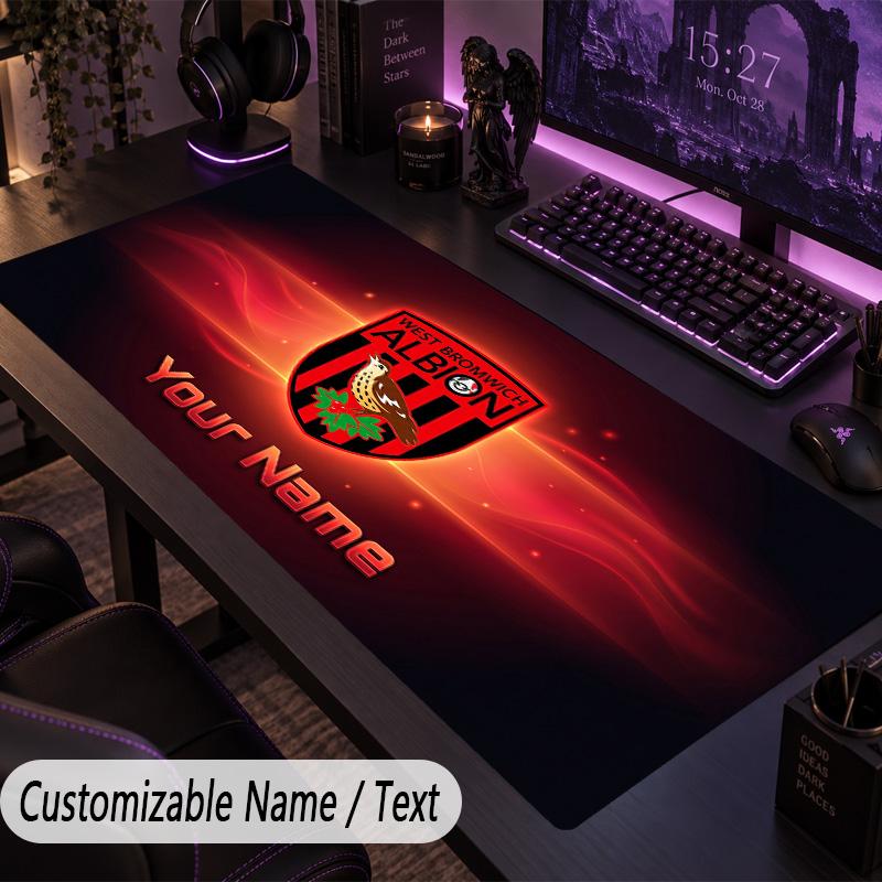 Large Mouse PadWest Bromwich Albion Custom Name Text Personalized Desk Mat Non Slip Gaming Pad