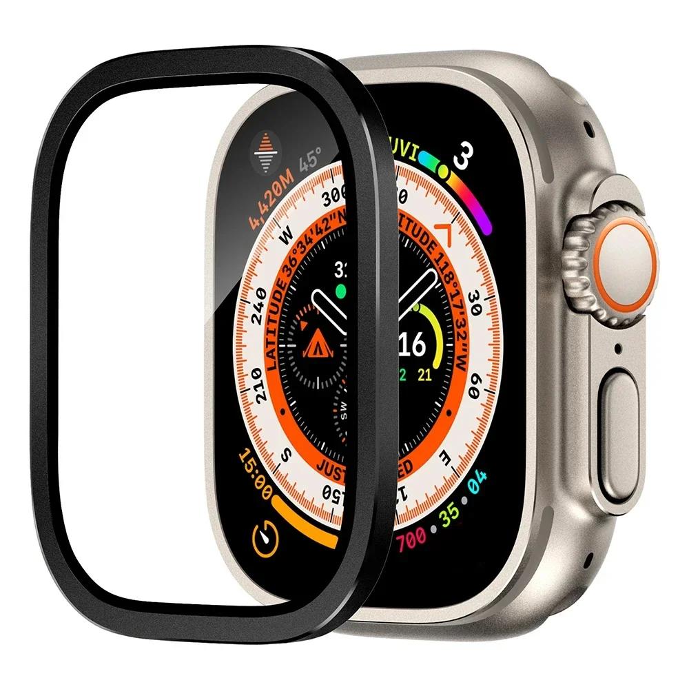 Корпус из алюминиевого сплава + закаленное стекло для Apple Watch Ultra 2 49 мм Защитная пленка от царапин для iWatch Ultra 49 мм