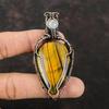Tiger's Eye Gemstone Pendant Copper Wire Wrapped Pendant Rainbow Moonstone Pendant Wire Wrapping Jewelry Handmade Stone Pendant Gift For Mom