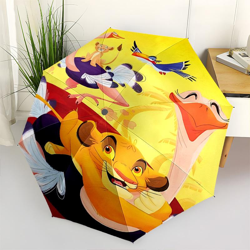 Lion King, Simba Themed Automatic Opening and Closing Umbrella, Brightly Colored 8-rib Portable Umbrella, Suitable for Men and Women, A Perfect Gift f