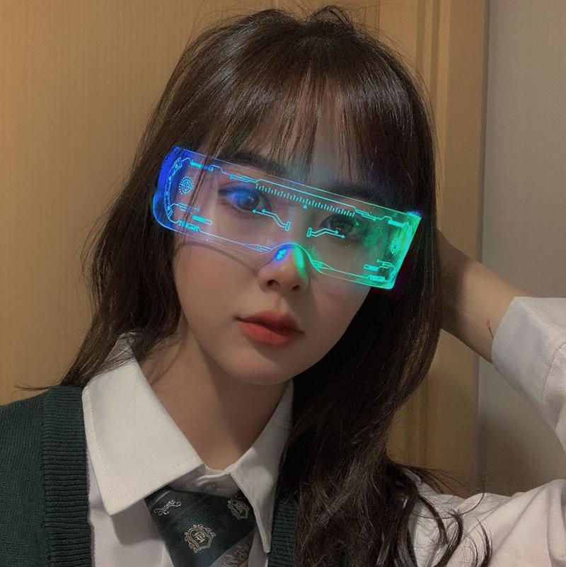 Светящиеся Разноцветные Очки Футуристичный Чувство Науки и Технологий Светодиодные Очки для Вечеринки Диско с Подсветкой для Онлайн Знаменитостей.