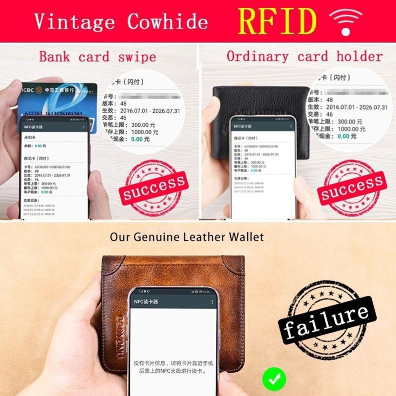 Мужской кошелек из натуральной кожи с блокировкой Rfid, тройной кошелек, винтажный тонкий короткий многофункциональный ID держатель для кредитных карт, мужской кошелек для денег