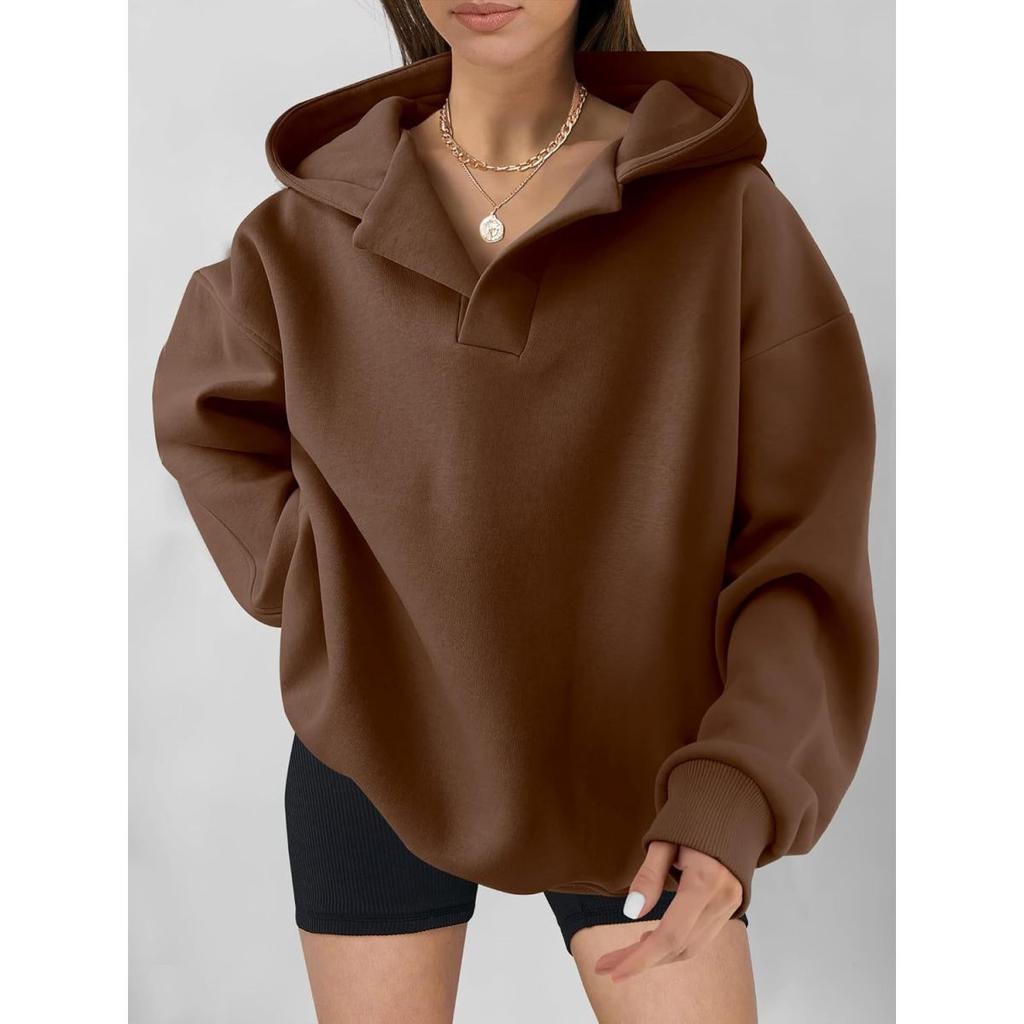 Women's Solid Color Casual Sports Loose Long-sleeved Hooded Sweatshirt