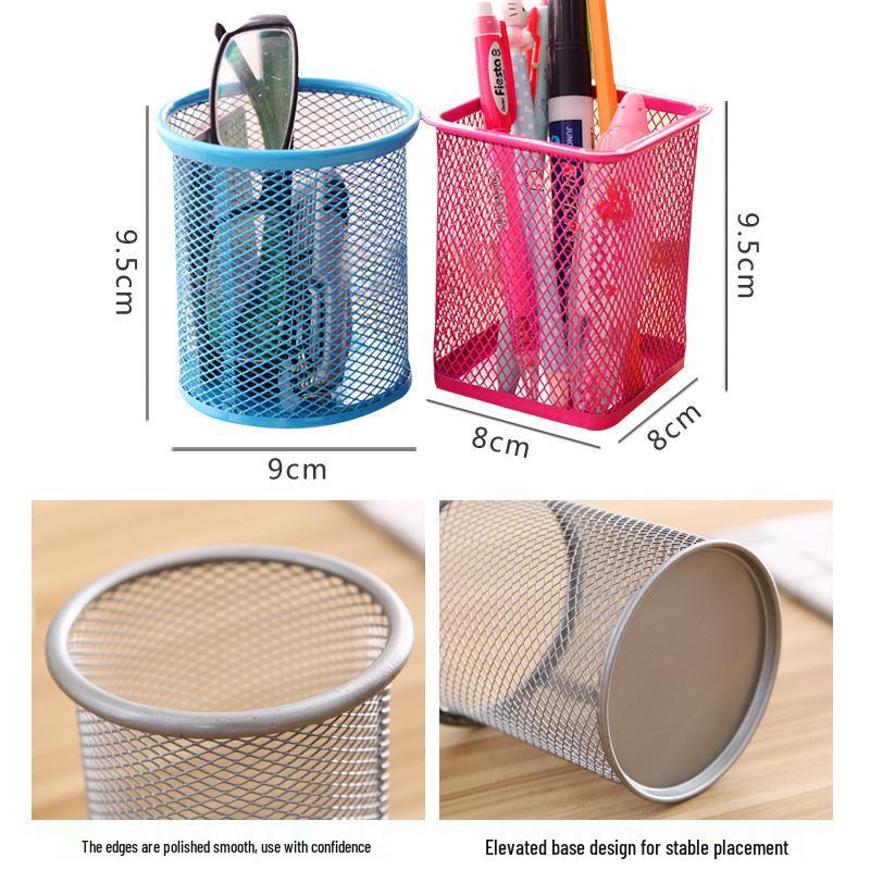 Iron Round Multifunctional Pen Holder – Large Capacity Metal Desktop Storage Organizer
