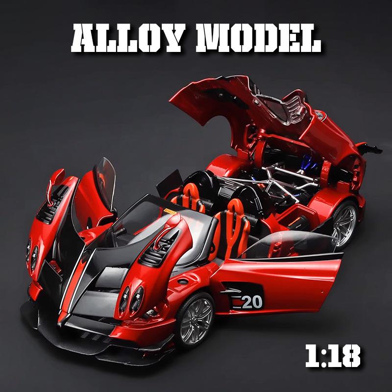 1/18 Модель спортивного автомобиля Pagani Huayra Cool из сплава, Имитация деталей интерьера, Крутое освещение и звуковые эффекты, Изысканные настольные украшения