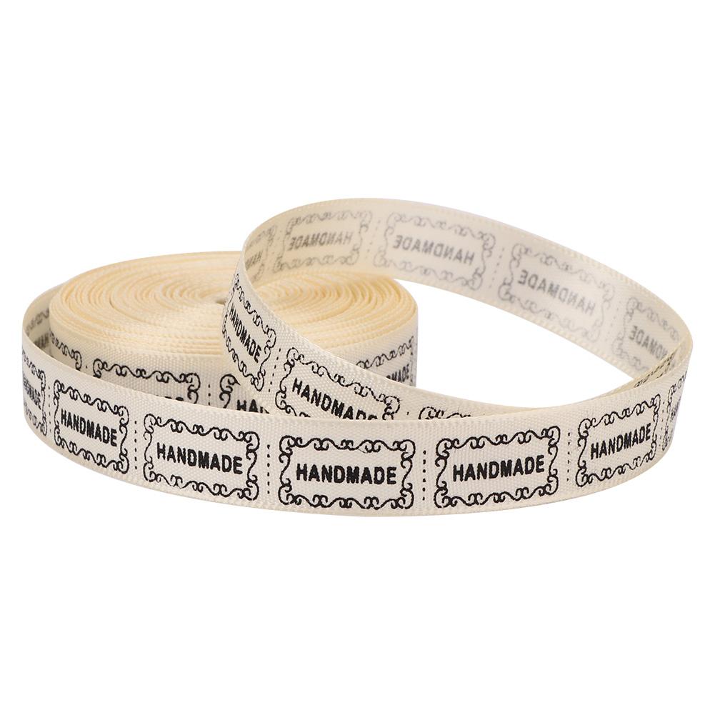 1PCS 10 Yards 1.3cm English Words Printed Ribbon DIY Handmade Wrap Belt for Party (beige)