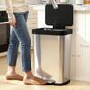 60 L Trash Can with Foot Pedal, Stainless Steel Waste Bin with Soft-Closing Lid, Silver Colored