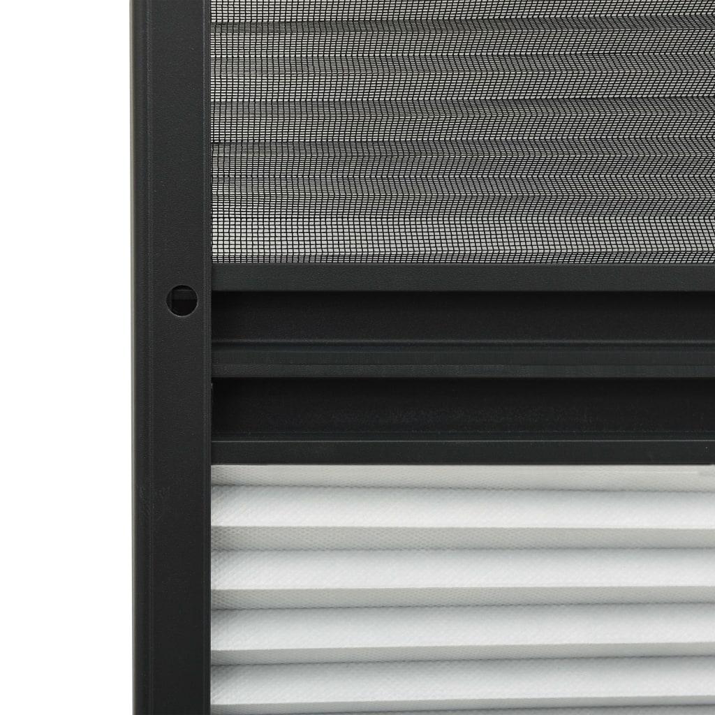 Insect Protection Pleated Blind for Windows Aluminum Frame 80 x 100 cm with Integrated Roller Blind