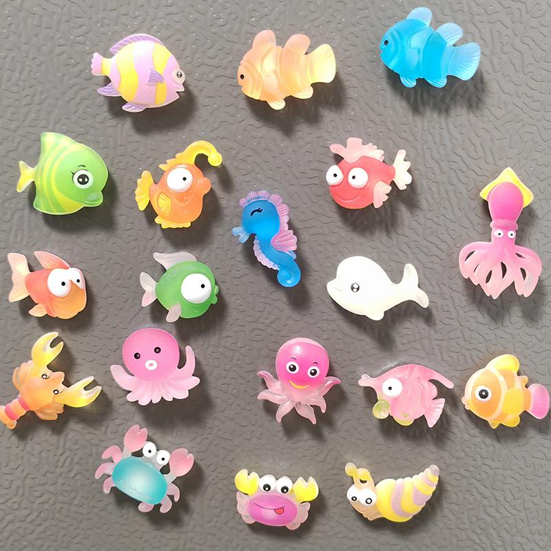10 шт. Ассорти из серии Морская тропическая рыба Краб Клоун Осьминог Магнит на холодильник из смолы Аксессуары для домашнего декора Наклейка с сообщением