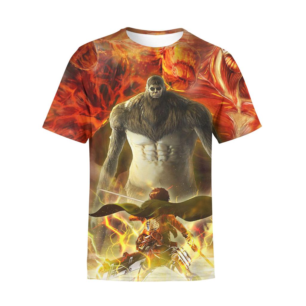 Attack on Titan 3D Printed T-Shirt, Anime Graphic Tee, Breathable Polyester Short Sleeve, Casual Streetwear Tops for Men Women