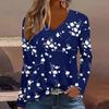Plus Size European and American Fashion 2025 Women's Elegant V-neck Long Sleeve T-shirt