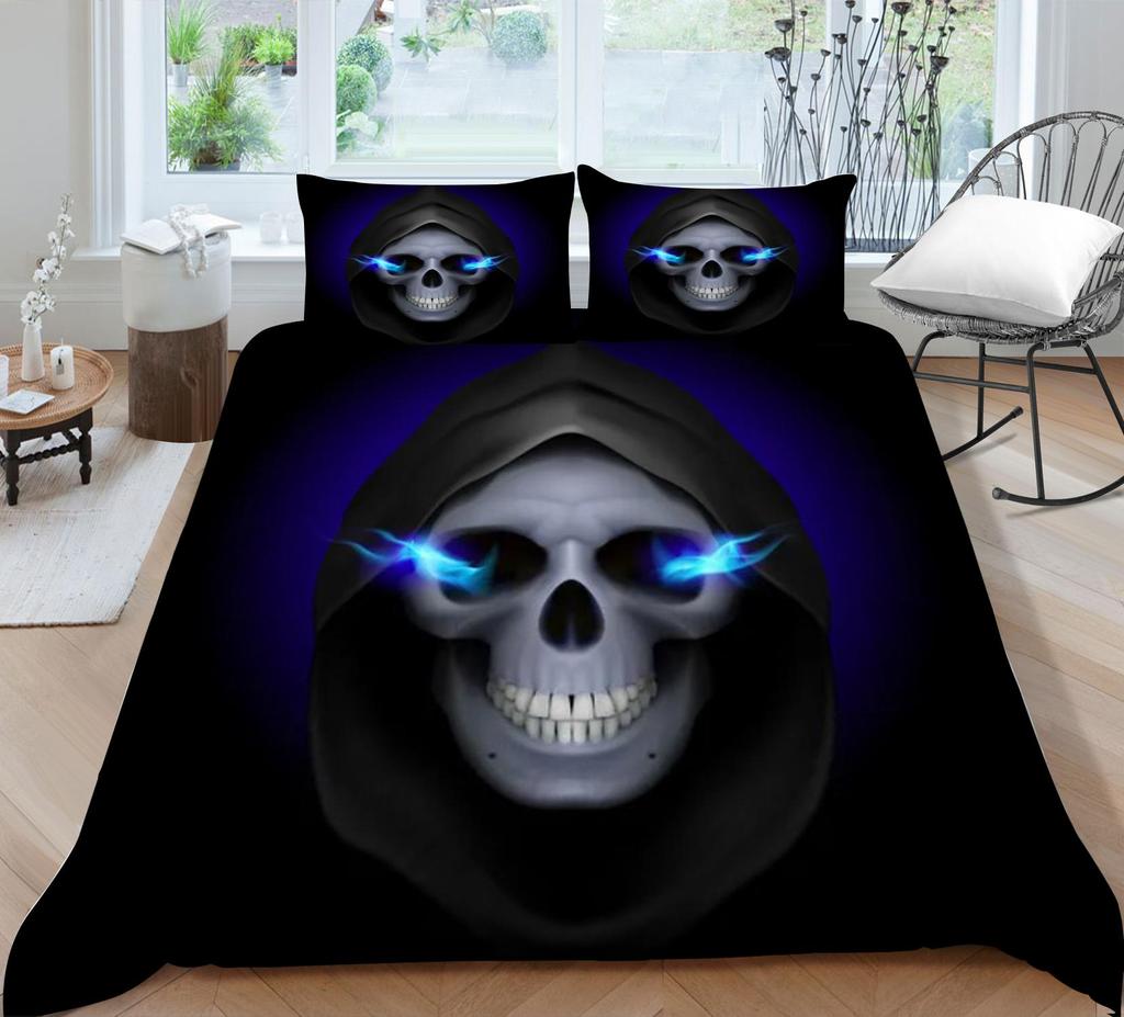 Bedding Suit 3D Skull Print Bed Cover Home Bedclothes  Fashionable Duvet Cover Sets Polyester Single Double King Size