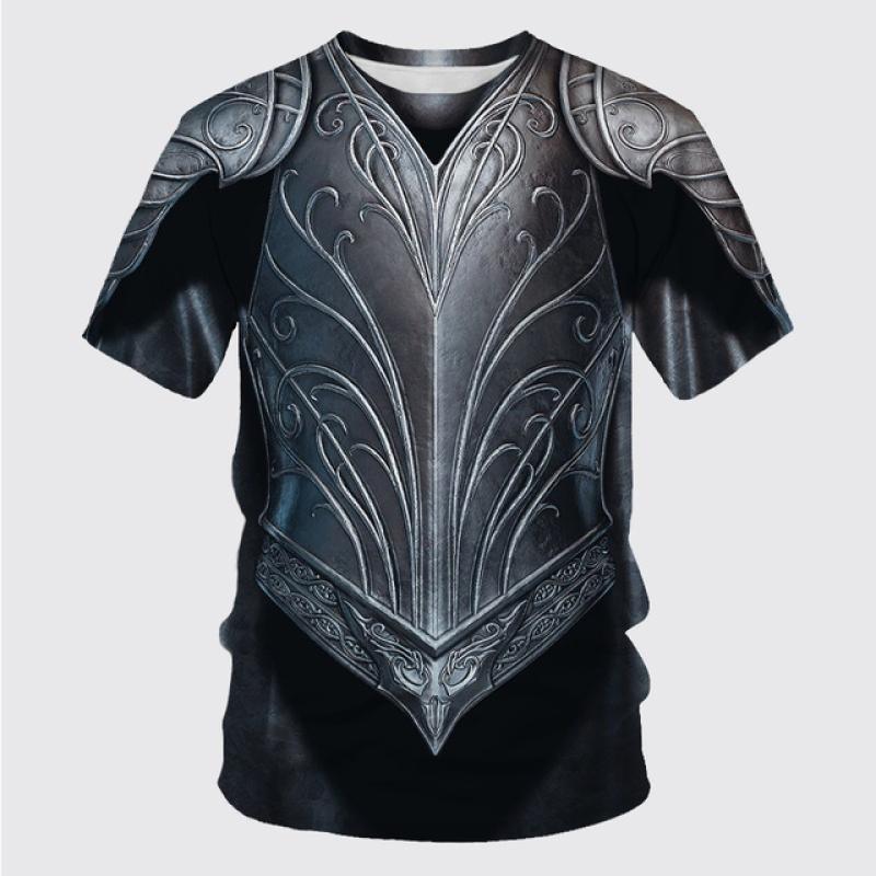 Medieval Armor 3D Printed Viking Cosplay Men's Summer Vintage Crewneck Short Sleeve Hip Hop Kids Street Funny Casual T-shirt Top