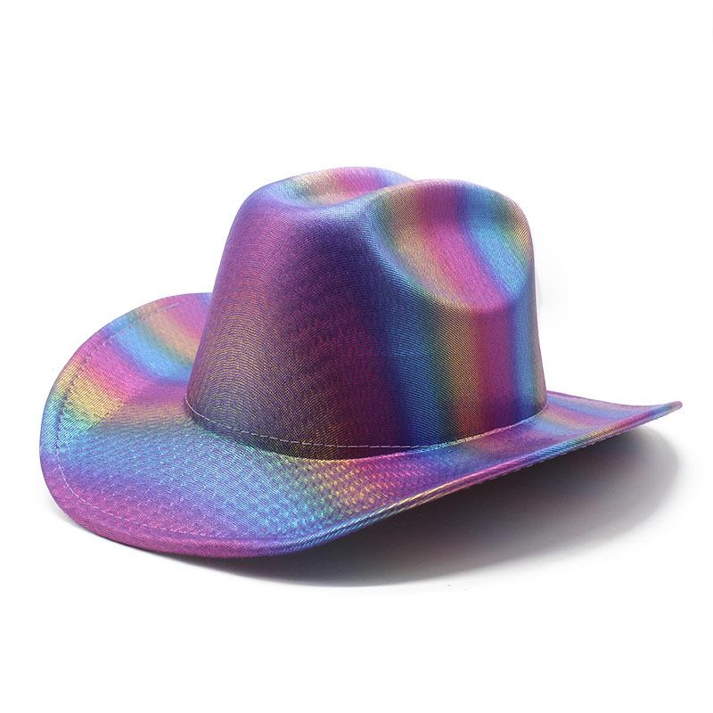 JYL TS DIY Rainbow Stripe Hat Unisex Party Festival Western Colorful Hat