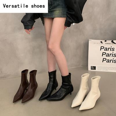 Весна Осень Женские Ботильоны Модные Острые Носки Современные Короткие Ботильоны Дизайнерские Туфли На Высоком Каблуке Botas De Mujer