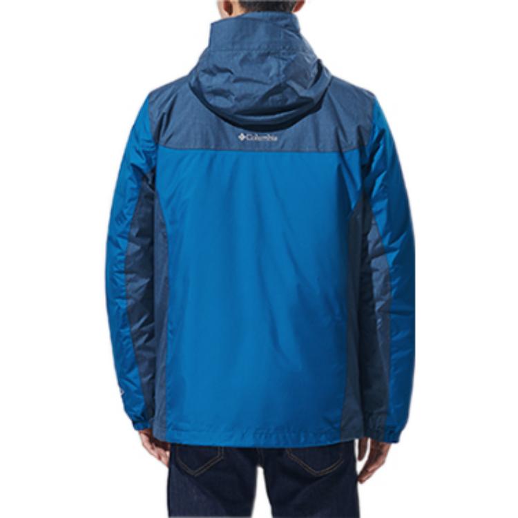 Columbia Color Block Zipper Logo Print 3-In-1 Down Jacket Men jackets Blue PM7885-489