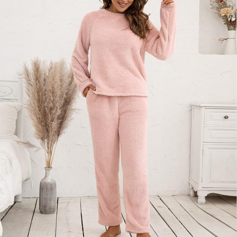Plus Size Sweatshirt Pant Suit Loose Casual Homewear Double-sided Plush Two-piece Set