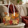 Autumn Maple Leaves Print Portable Tote Bag Daily Use Casual Handbag for Women