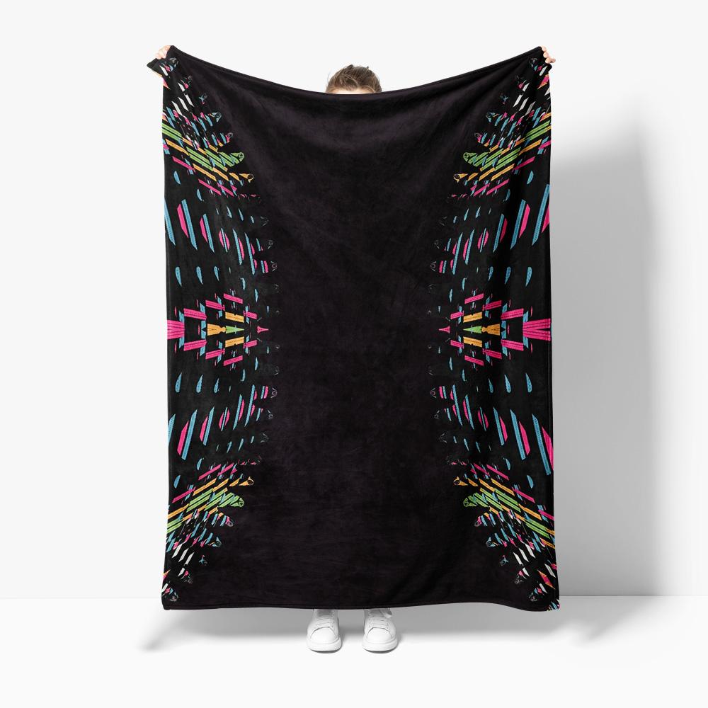 Vibrant Neon Geometric Striped Throw Blanket Abstract Colorful Space Print Sofa Bed Decorative Throw Blanket
